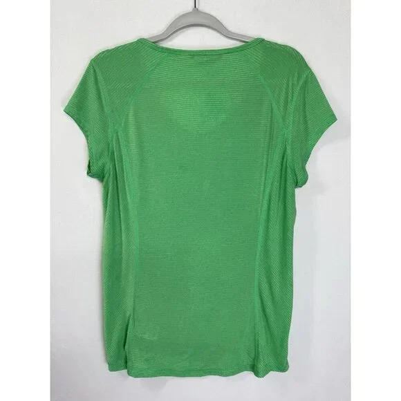 The North Face V-Neck Shirt Size Large Green Short Sleeve Lightweight Front Seam - Picture 4 of 9